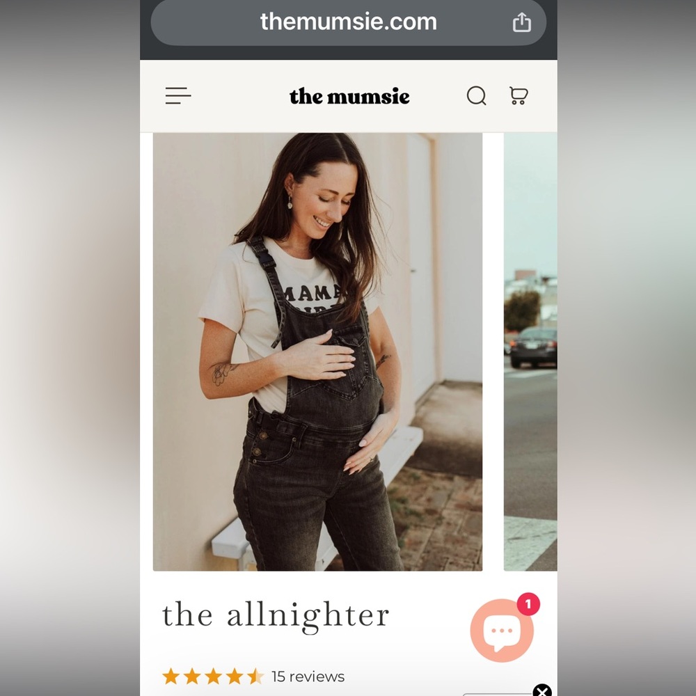 Mumsie black  Carrying Denim Overalls “The all-nighter” size 22